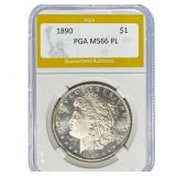1890 Morgan Silver Dollar PGA MS66 PL