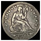 1853 Arrows Seated Liberty Quarter LIGHTLY CIRCULA
