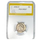1936-D Buffalo Nickel PGA MS67