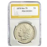 1878 Rev 79 Morgan Silver Dollar PGA MS64+