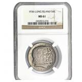 1936 Long Island Half Dollar NGC MS61