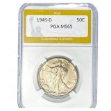 1945-D Walking Liberty Half Dollar PGA MS65