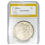 1880-S Morgan Silver Dollar PGA MS65