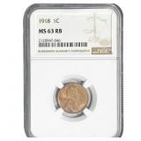 1918 Wheat Cent NGC MS63 RB