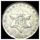 1853 Silver Three-Cent Piece CLOSELY UNCIRCULATED