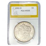 1902-O Morgan Silver Dollar PGA MS66