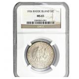 1936 Rhode Island Half Dollar NGC MS65