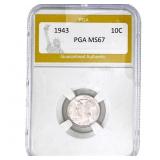 1943 Mercury Silver Dime PGA MS67
