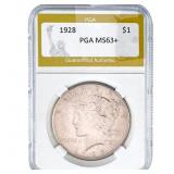 1928 Silver Peace Dollar PGA MS63+