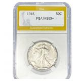 1945 Walking Liberty Half Dollar PGA MS65+