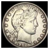 1908-D Silver Barber Half Dollar CLOSELY UNCIRCULA