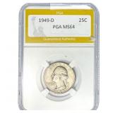 1949-D Washington Silver Quarter PGA MS64