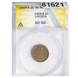 1909-S Wheat Cent ANACS AU50