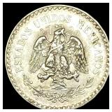 1943 Silver 1 Peso Mexico M Mint Mark UNCIRCULATED