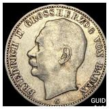 1909-G Germany Silver 3 Mark CLOSELY UNCIRCULATED