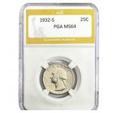 1932-S Washington Silver Quarter PGA MS64