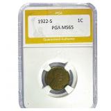 1922-S Wheat Cent PGA MS65