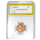 1940-S Wheat Cent PGA MS67 RED