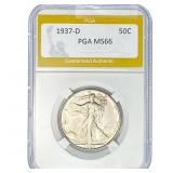 1937-D Walking Liberty Half Dollar PGA MS66