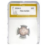 1924-S Mercury Silver Dime PGA AU58+