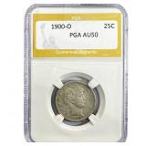 1900-O Barber Quarter PGA AU50