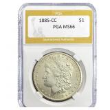 1885-CC Morgan Silver Dollar PGA MS66