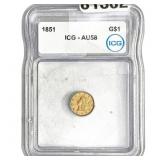 1851 Rare Gold Dollar ICG AU58