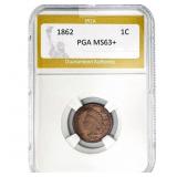 1862 Indian Head Cent PGA MS63+