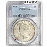 1923 Silver Peace Dollar PCGS MS62