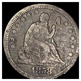 1858 Silver Seated Liberty Quarter HIGH GRADE