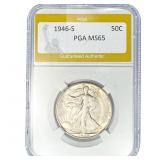 1946-S Walking Liberty Half Dollar PGA MS65