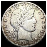 1911 Barber Silver Half Dollar LIGHTLY CIRCULATED