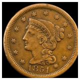 1851 Braided Hair Large Cent NEARLY UNCIRCULATED