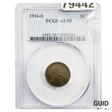 1916-S Wheat Cent PCGS AU55
