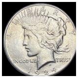 1924-S Silver Peace Dollar CHOICE AU