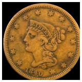 1840 Braided Hair Large Cent ABOUT UNCIRCULATED