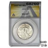 1946 Walking Liberty Half Dollar ANACS MS64