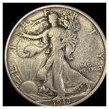 1918-D Silver Walking Liberty Half Dollar LIGHTLY