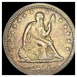 1855 Arrows Seated Liberty Quarter NEARLY UNCIRCUL