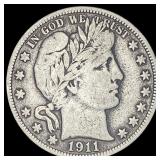 1911-S Silver Barber Half Dollar LIGHTLY  CIRCULA