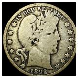 1892-O Silver Barber Half Dollar NICELY CIRCULATED