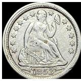 1853 Silver Seated Liberty Dime CLOSELY  UNCIRCUL