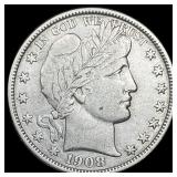 1908-O Silver Barber Half Dollar CLOSELY UNCIRCULA