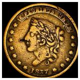 1837 Hard Times Token Centre Market New York. HIGH