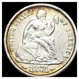 1874 Arrows Silver Dime ABOUT UNCIRCULATED