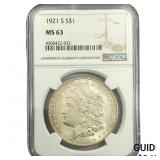 1921-S Morgan Silver Dollar NGC MS63