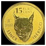 2022 1/10 oz Gold 15 Euro Spain Lynx SUPERB GEM BU