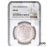 1921 Morgan Silver Dollar NGC MS62