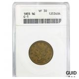 1855  ANACS VF30 1/2 Cent Braided Hair