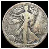 1919-D Silver Walking Liberty Half Dollar NICELY C